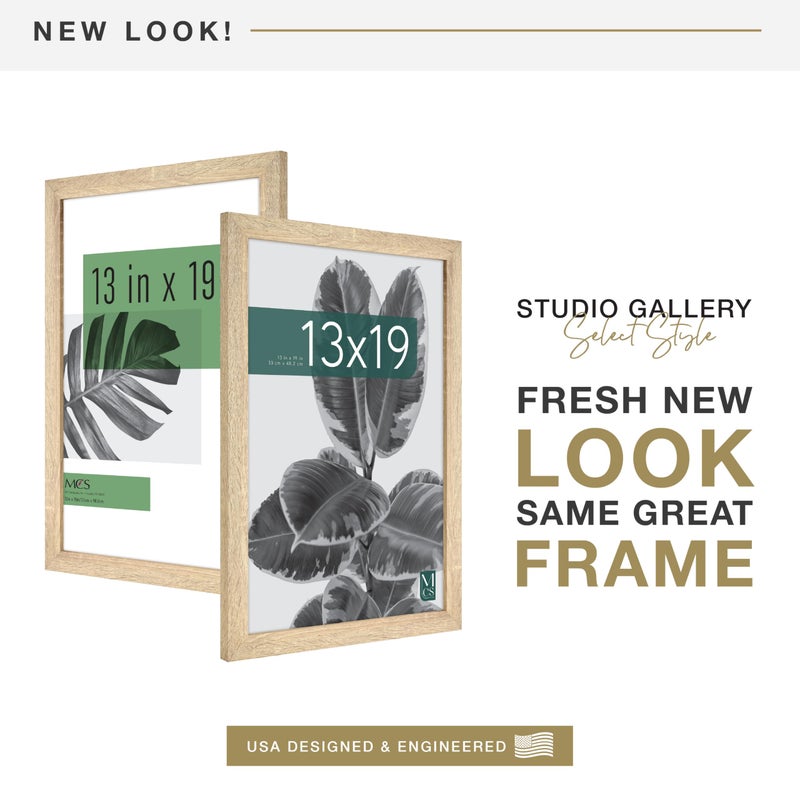 MCS Studio Gallery 13x19 Picture Frame Natural Woodgrain, Rectangle Photo Frame for Photos, Posters & Art Prints (1-Pack) ,19"L x 13"W - Image 2